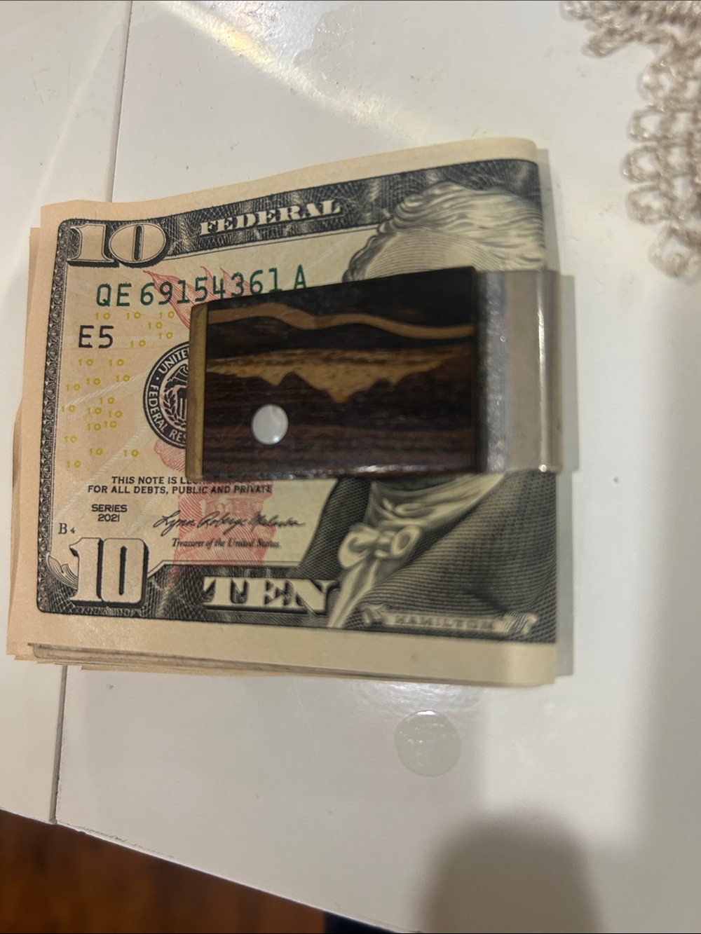 Money clip Wood and Metal- Dark Wood Grain